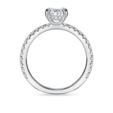 Oval Solitaire with Hidden Halo & Diamond Set Band