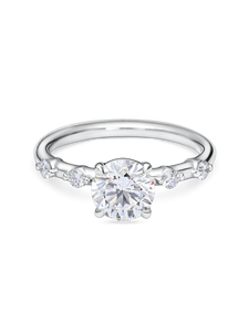 Round Solitaire with Diamond Shouldered Band