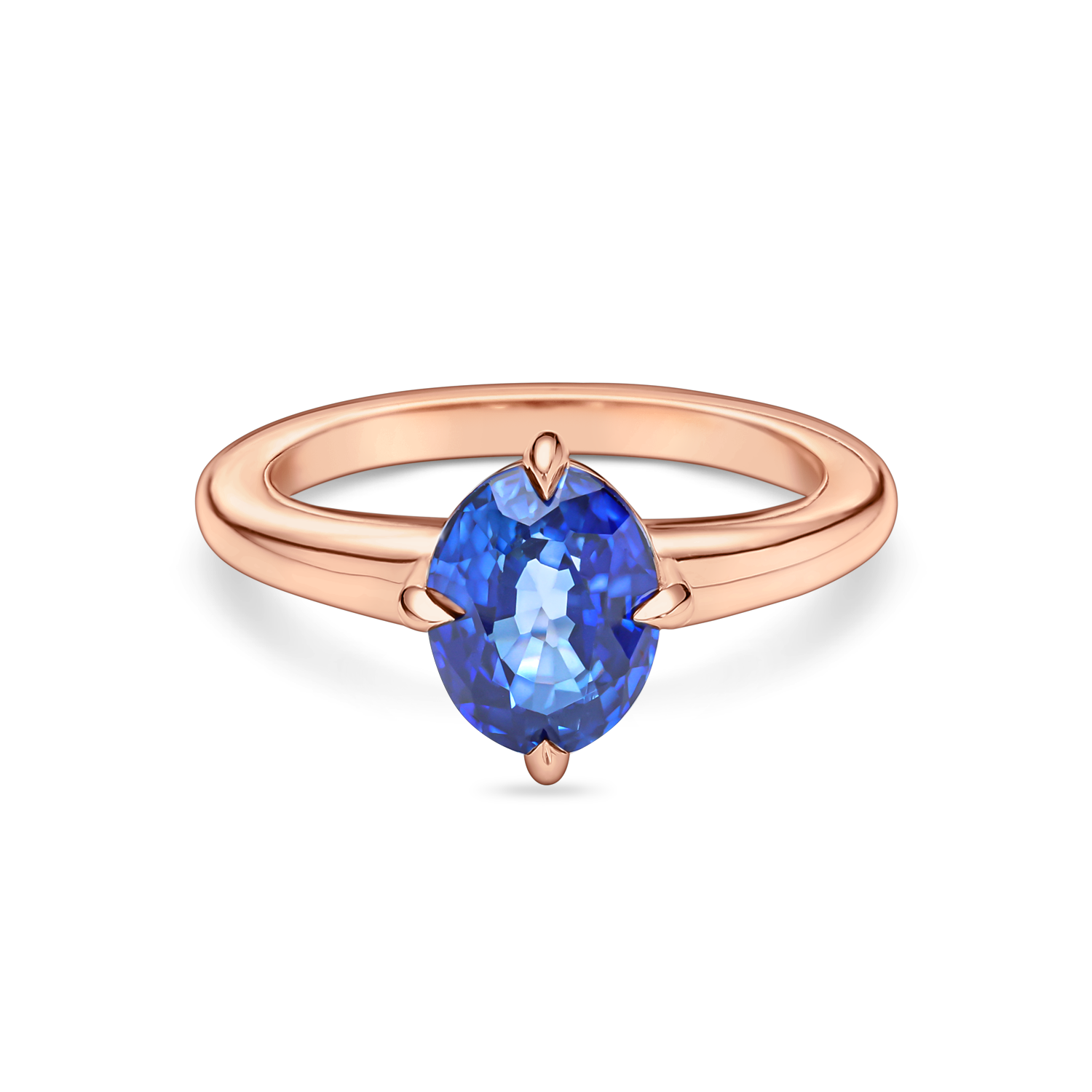 Sapphire Solitaire With Compass Prongs