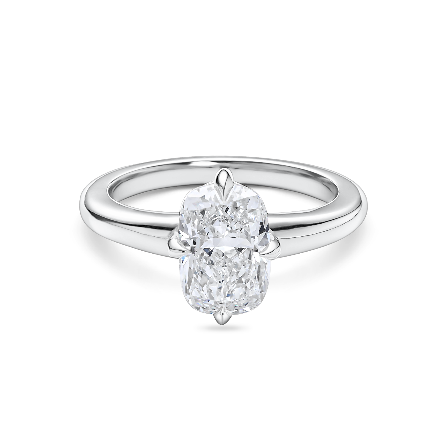 Cushion Solitaire with Compass Prongs