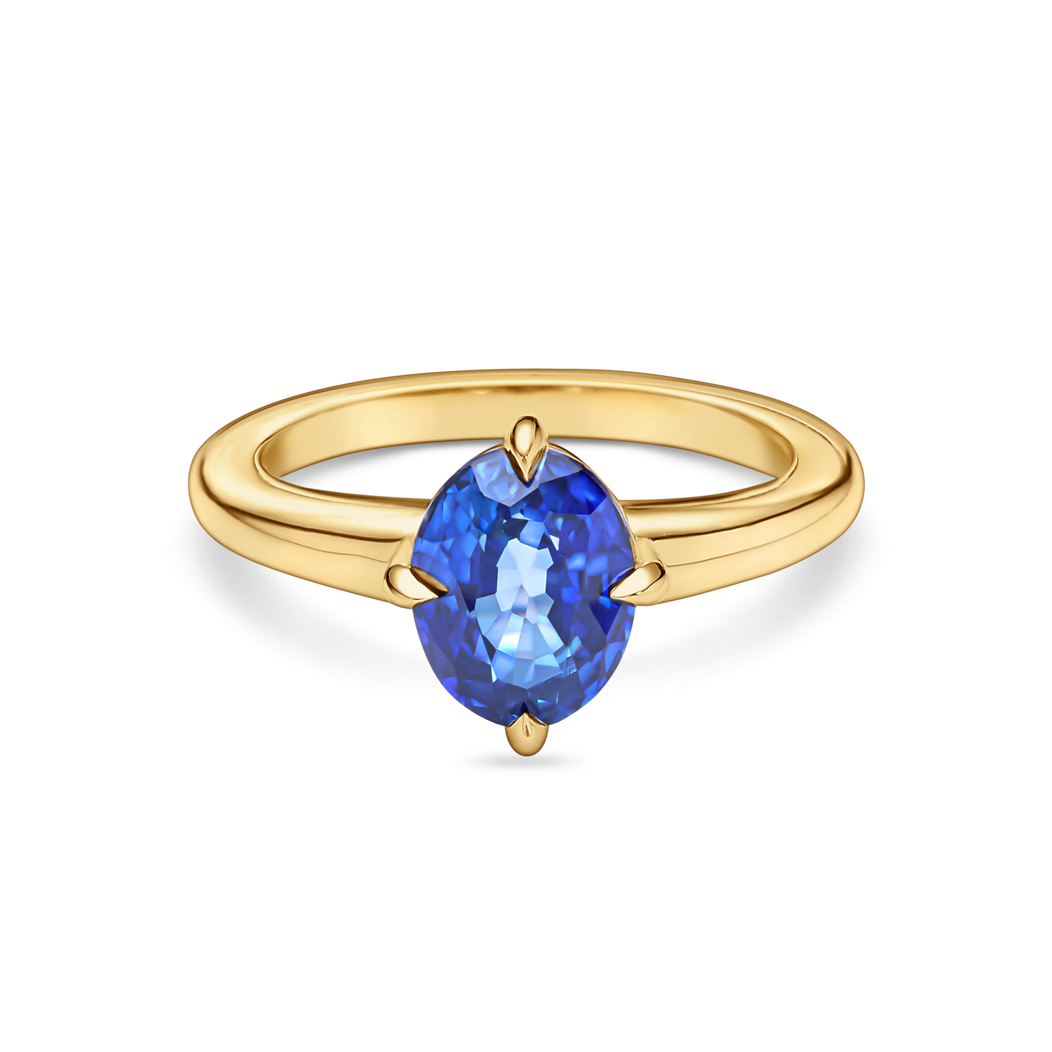 Sapphire Solitaire With Compass Prongs